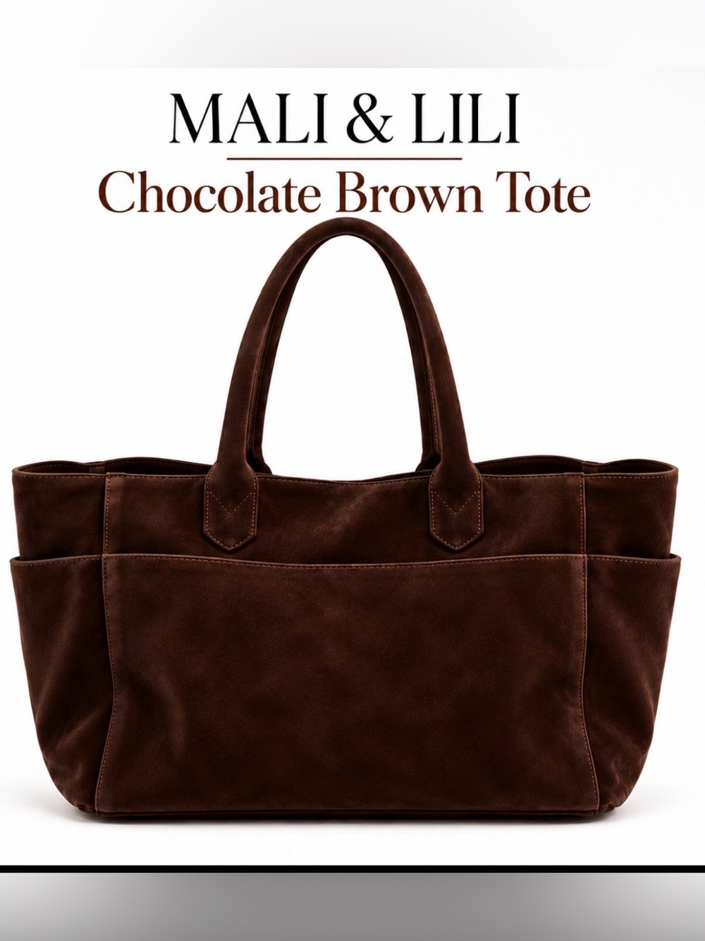 Mali & Lili Chocolate Brown Tote Large Bag NWT